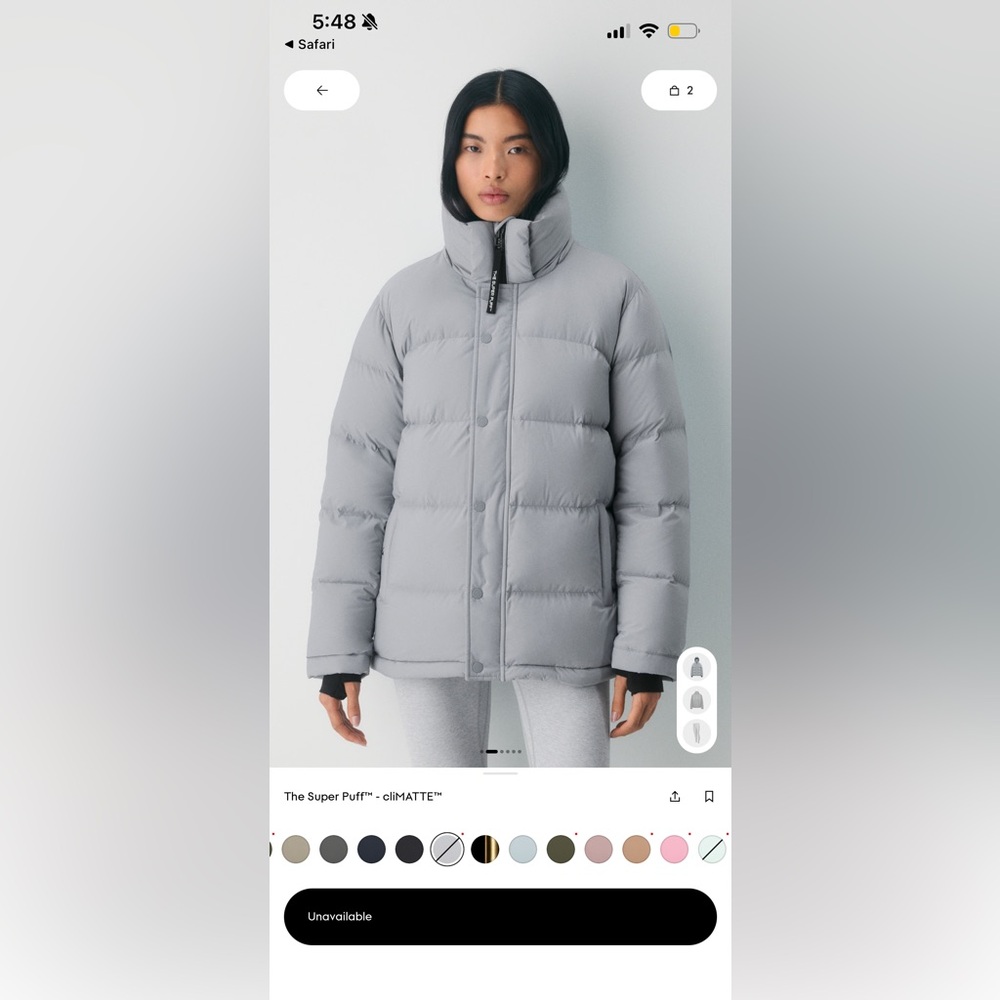 Aritzia Super Puff Moon Dust Gray